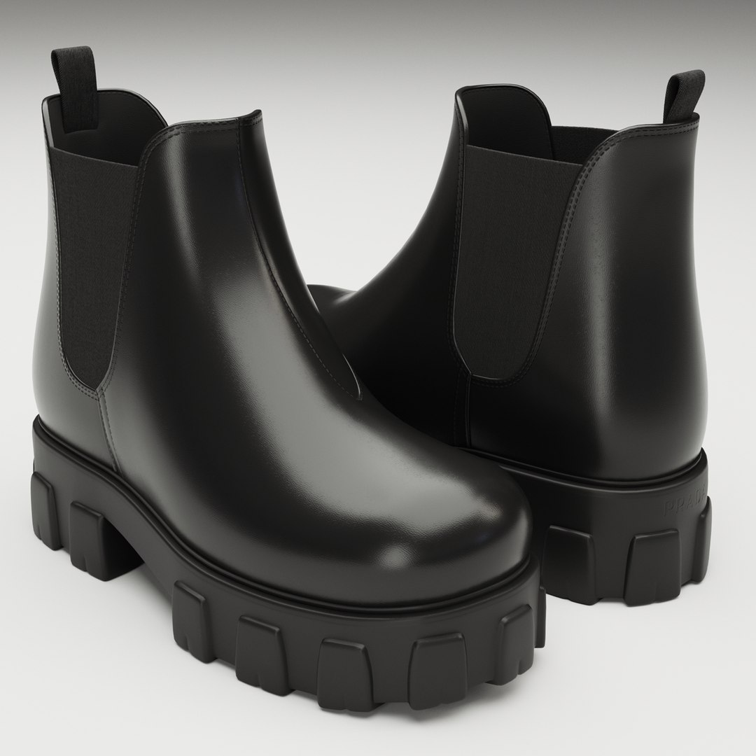 3D Model Boots Chelsea Prada Black - TurboSquid 2155518