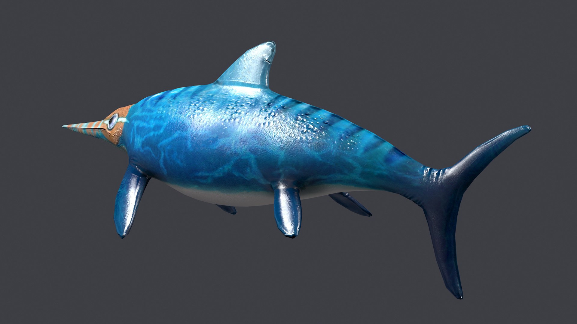 3D Ichthyosaur Ichthyosaurus Giant Lizard Fish Marine Reptile Model ...