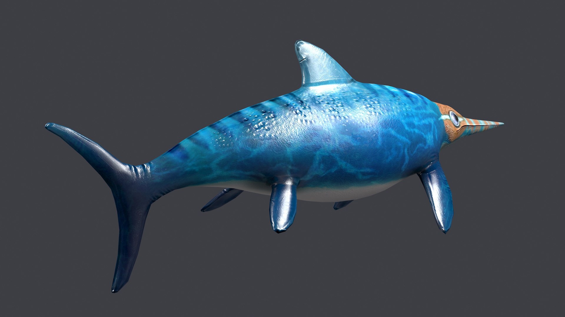 3D Ichthyosaur Ichthyosaurus Giant Lizard Fish Marine Reptile Model ...