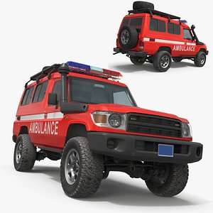 3D Off Road Medical Ambulance SUV Red model