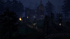 Whispers of the Forsaken Manor A Haunted Forest Environment 3D model
