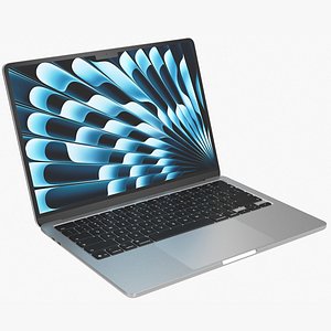 Apple MacBook Air 13 M5 2026 Silver Rigged 3D