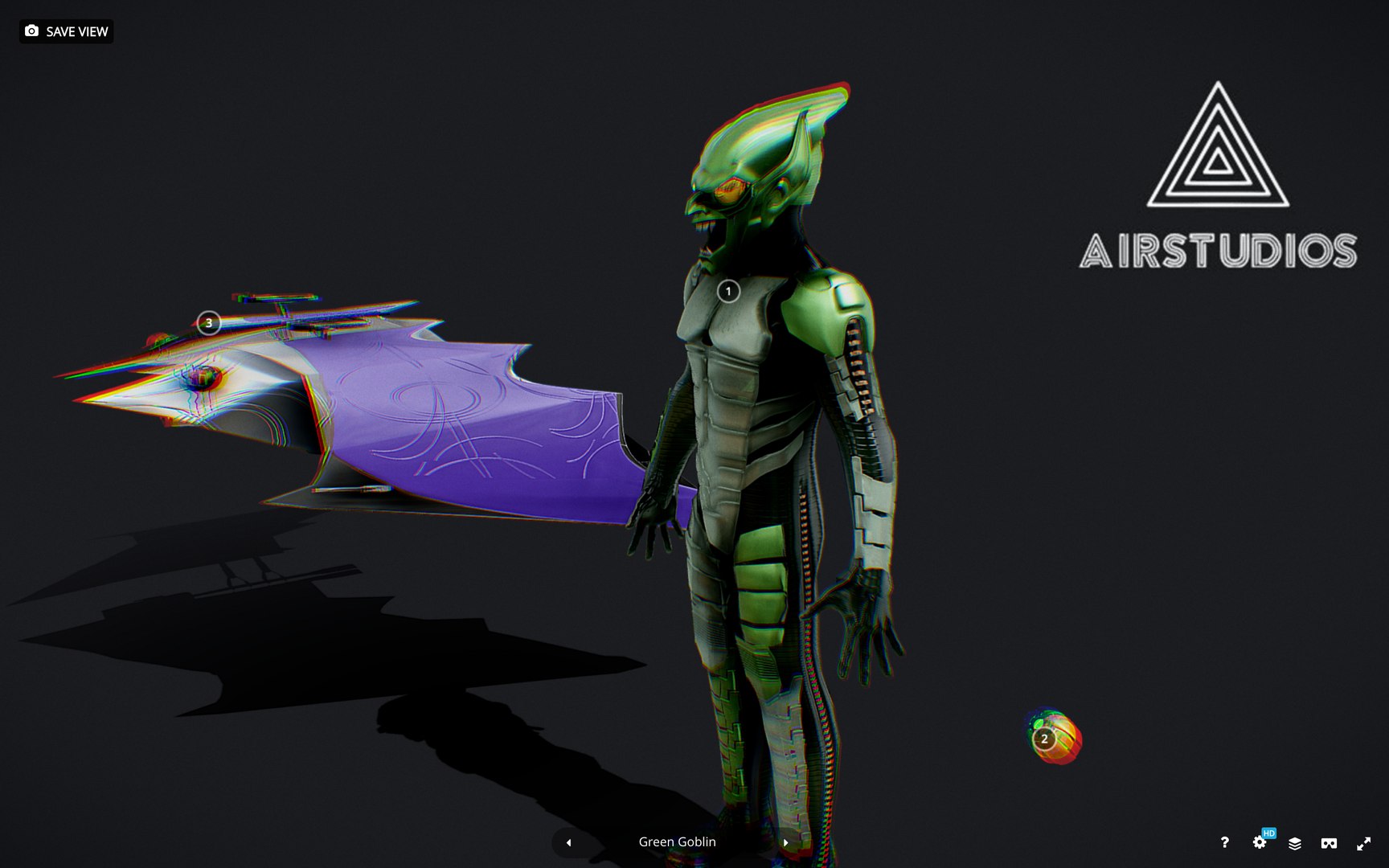 3D Green Goblin Full Body Glider And Pumpkin Bomb Model - TurboSquid
