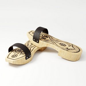3D clog wood wooden model
