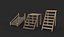 wooden Step Ladder 3D model