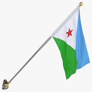 Djibouti Cloth Flag Wall Mount Animated Loop