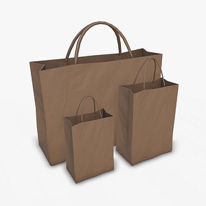 3D Paper Shopping Bag Low-poly PBR