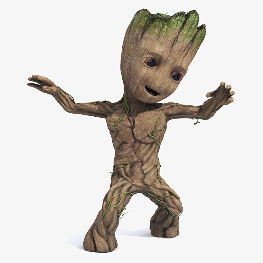 Little Groot Character Dancing Pose 3D model preview