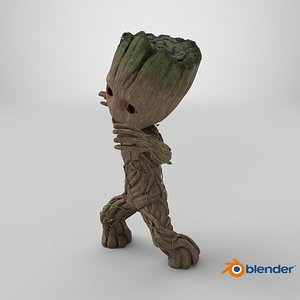 3D Little Groot Character Dancing Pose model