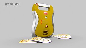 3d model defibrillator defib medical