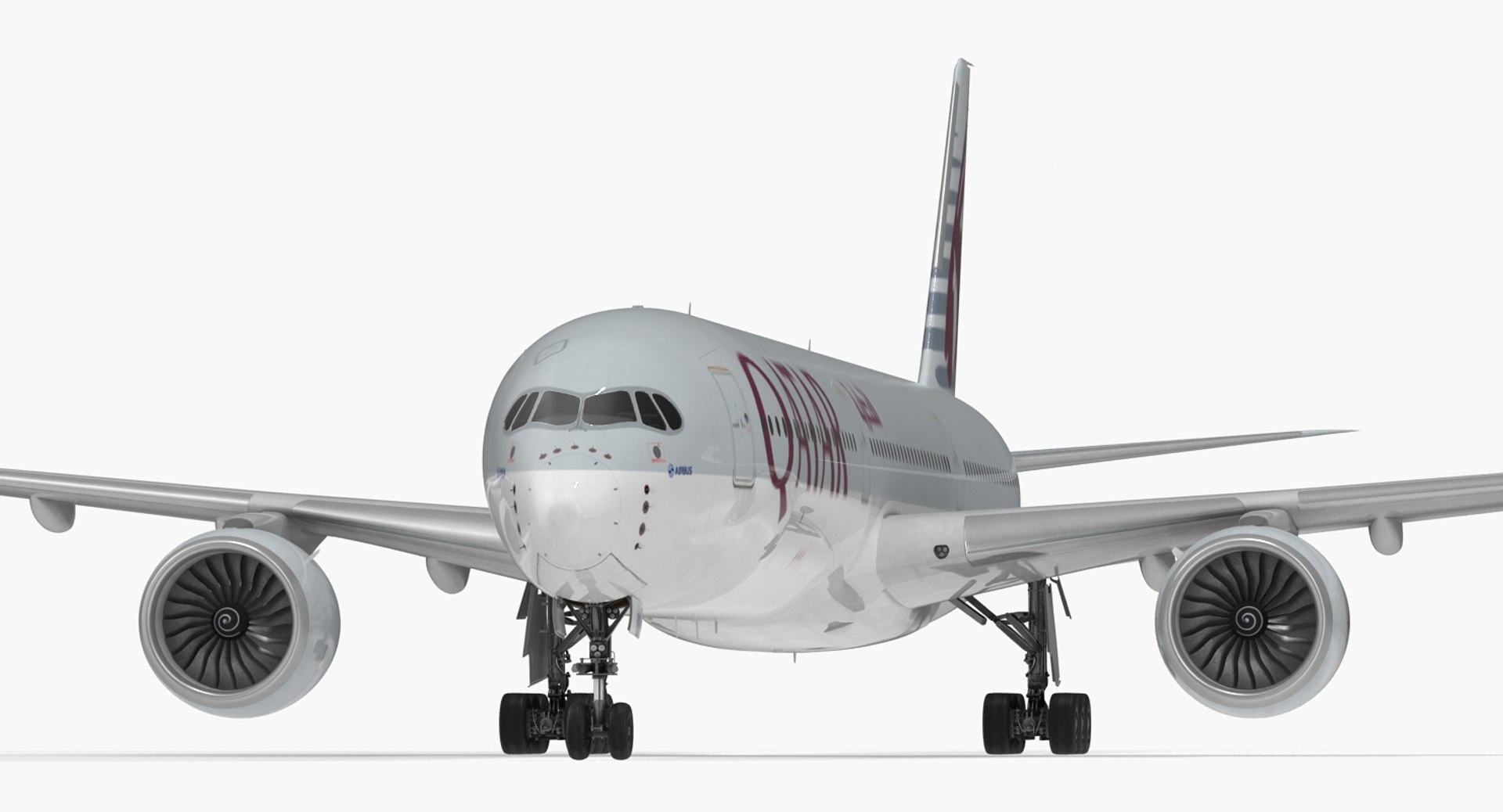 Airbus A350-1000 Qatar Rigged 3D model preview