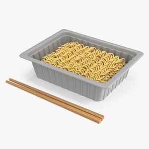 Instant Noodles in White Plastic Bowl with Chopsticks