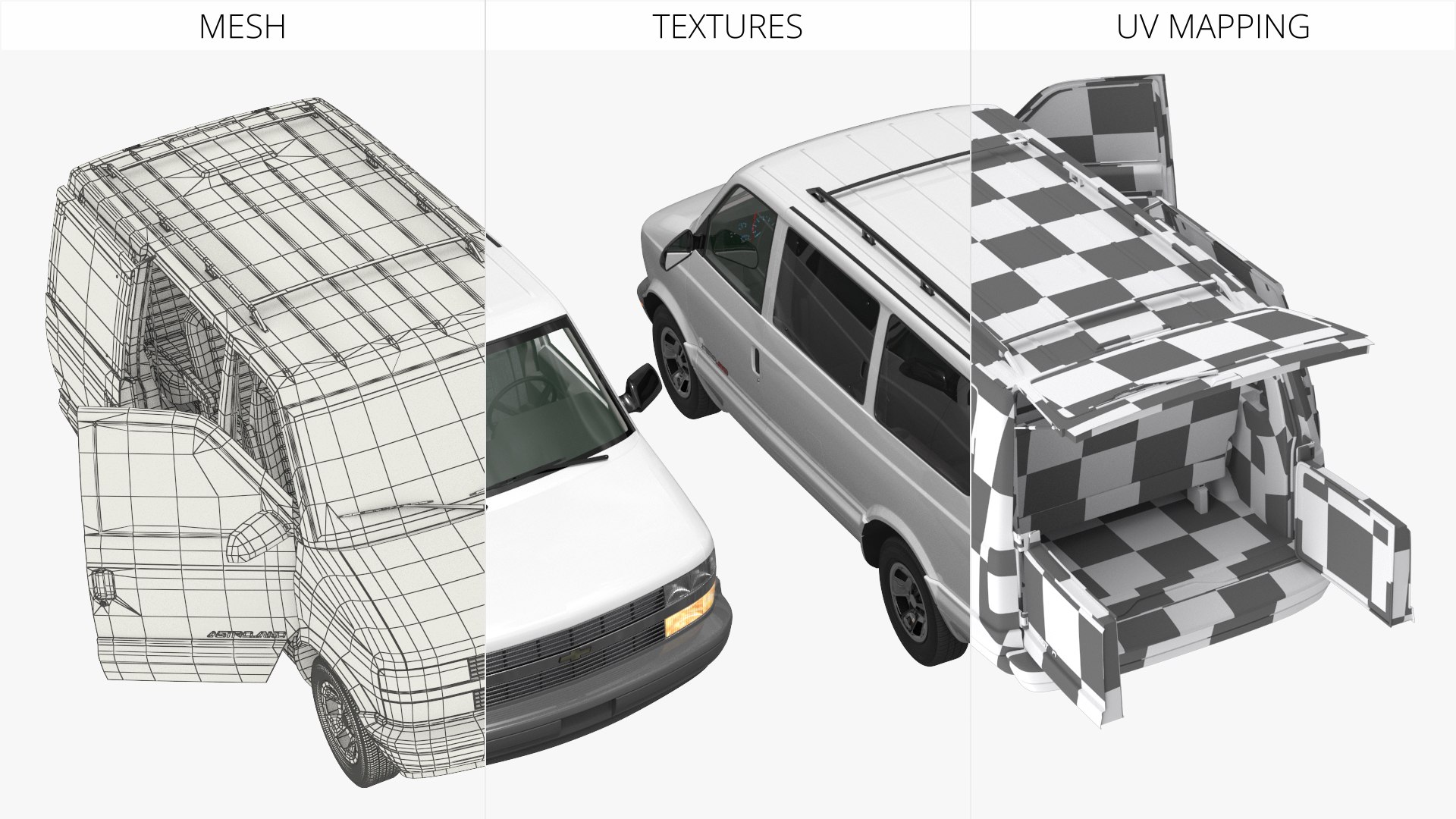 3D Chevrolet Astro Passenger Van AWD White Model - TurboSquid 2477563