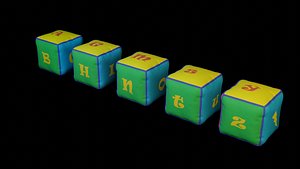 3D model Soft cubes with all lettres baby cubes toys decor PBR 3D model