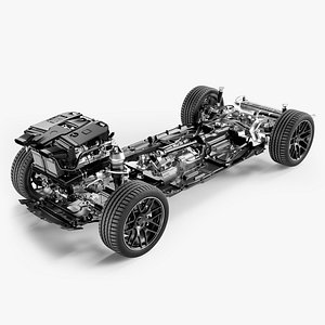 SUV Chassis engine wheels 3D