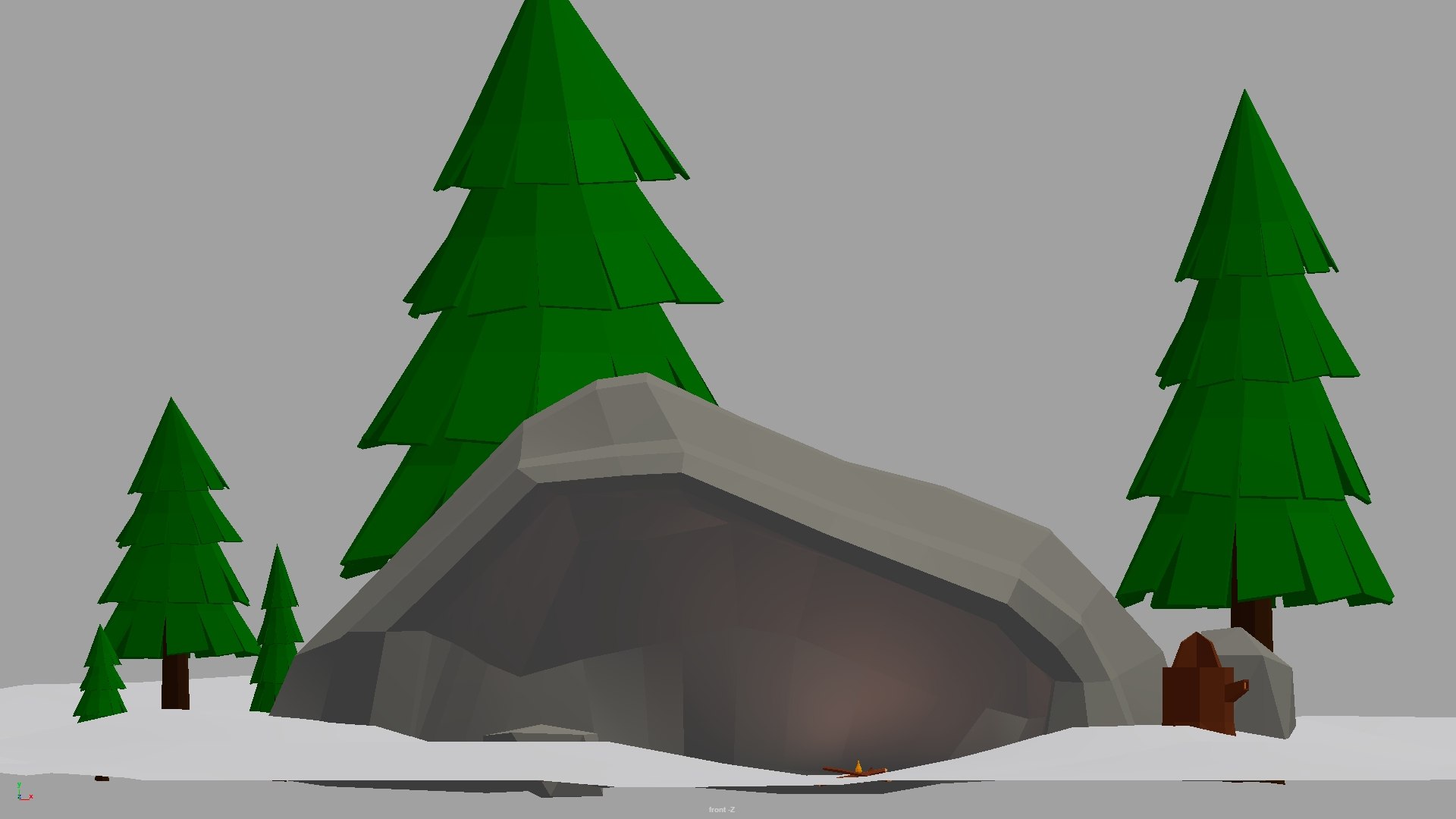 Free 3D Lowpoly Cave Snow Fire Environment Model - TurboSquid 2105855