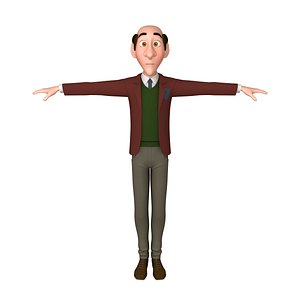 man cartoon professor 02 model