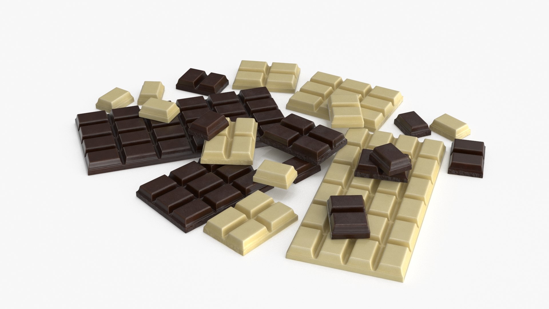 Dark and White Chocolate Set 3D model https://p.turbosquid.com/ts-thumb/Qx/wyAzTI/PH/chocolate_0021/jpg/1691146478/1920x1080/fit_q87/a7f57ba22c7c8ba7dc3d2d1d8bffd4a656fbc6b3/chocolate_0021.jpg