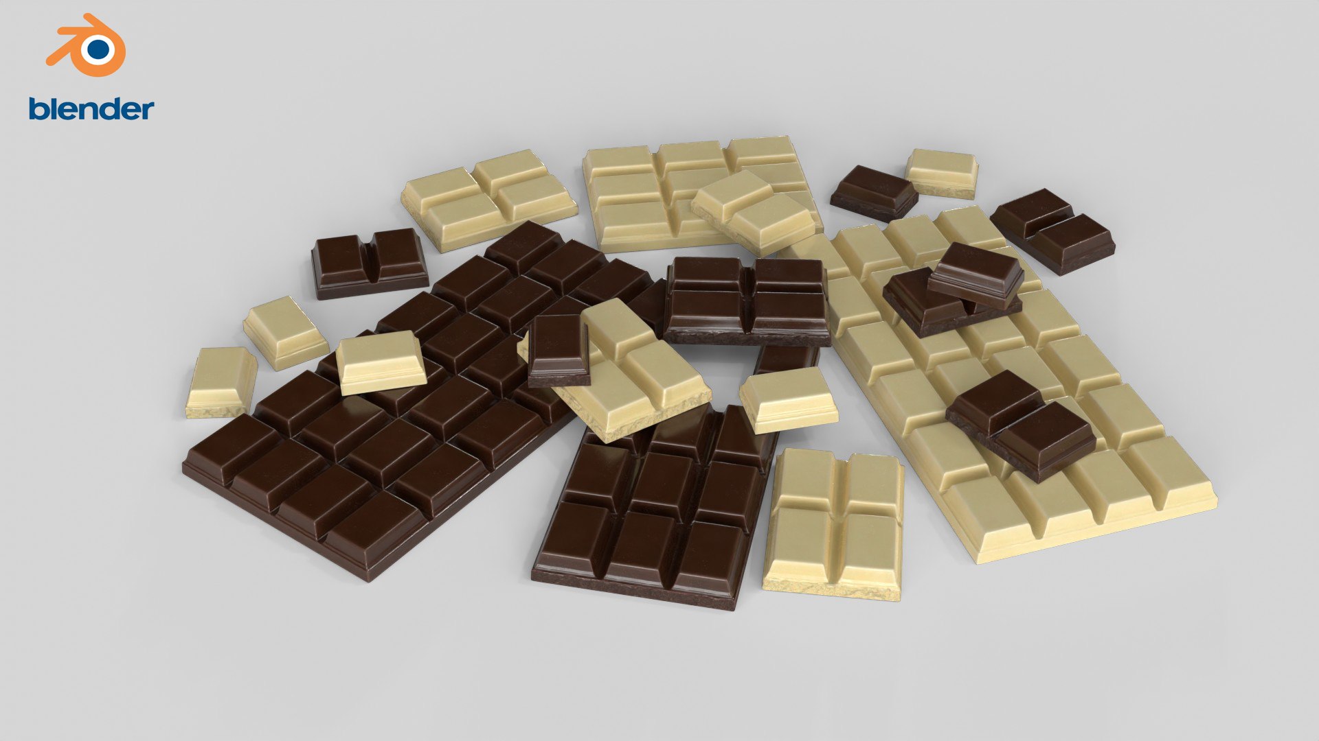 Dark and White Chocolate Set 3D model https://p.turbosquid.com/ts-thumb/Qx/wyAzTI/kx/chocolate_0029/jpg/1691146481/1920x1080/fit_q87/ad746e55369b40e4f75a442aea70a932ee55590d/chocolate_0029.jpg
