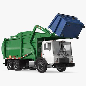 Trash Truck Generic with Dumpster Blue