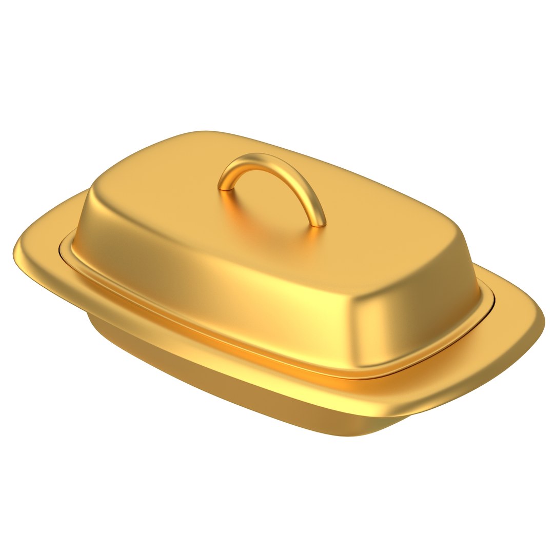 3D Butter Dish Gold TurboSquid 2169750