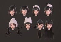 anime hair style girl Low-poly