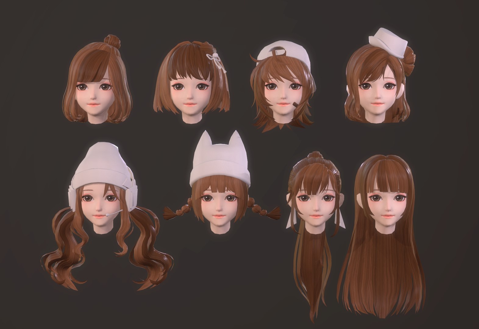 3D Girl Hair Anime - TurboSquid 1464441