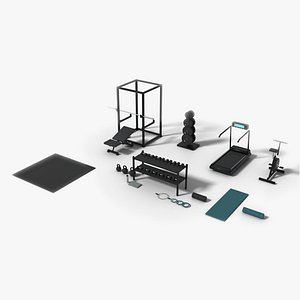 Home Gym Fitness Equipment Set - Power Rack Bench Barbell Plates Dumbbells Treadmill Spin Bike