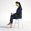 3D People Asian Woman Business Sitting Low poly Emily 001 with phone