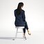 3D People Asian Woman Business Sitting Low poly Emily 001 with phone