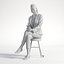 3D People Asian Woman Business Sitting Low poly Emily 001 with phone