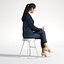3D People Asian Woman Business Sitting Low poly Emily 001 with phone