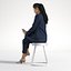 3D People Asian Woman Business Sitting Low poly Emily 001 with phone