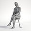 3D People Asian Woman Business Sitting Low poly Emily 001 with phone