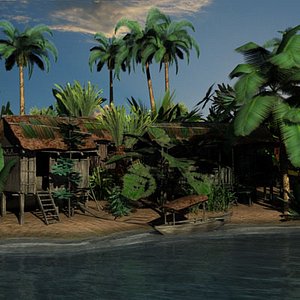 3d tropic level ps2 trees bushes model