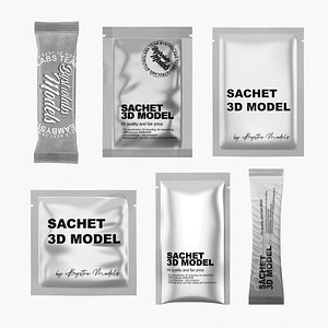 3D Sachet and Stick Packaging 3D Models Pack for Cosmetic and Pharmaceutical Branding model