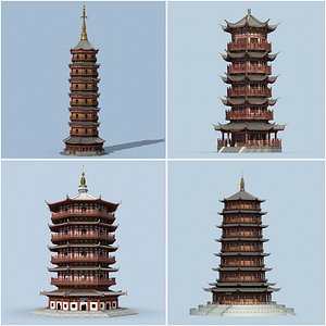 Chinese Pagoda Collection 01 3D model