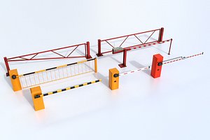 set boom barrier gates 3D