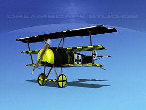 3d triplanes fokker dr-1 fighter