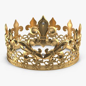 Golden King Crown with Royal Lily and Diamonds
