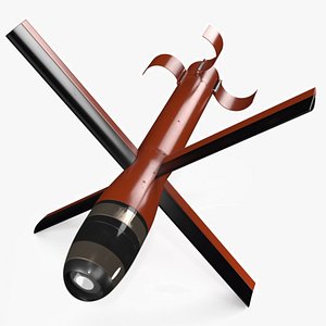 3D Training Glide Bomb with Cross Wings and Nose Cone Red model