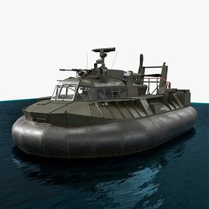 3D model Amphibious Military Hovercraft on Water