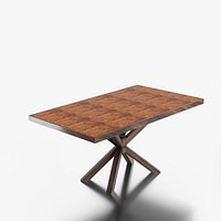 Artistic Wooden Table with Star-Shaped Base-  Ready to Render in Blender