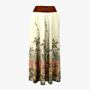 Boho Maxi Skirt with Belt model