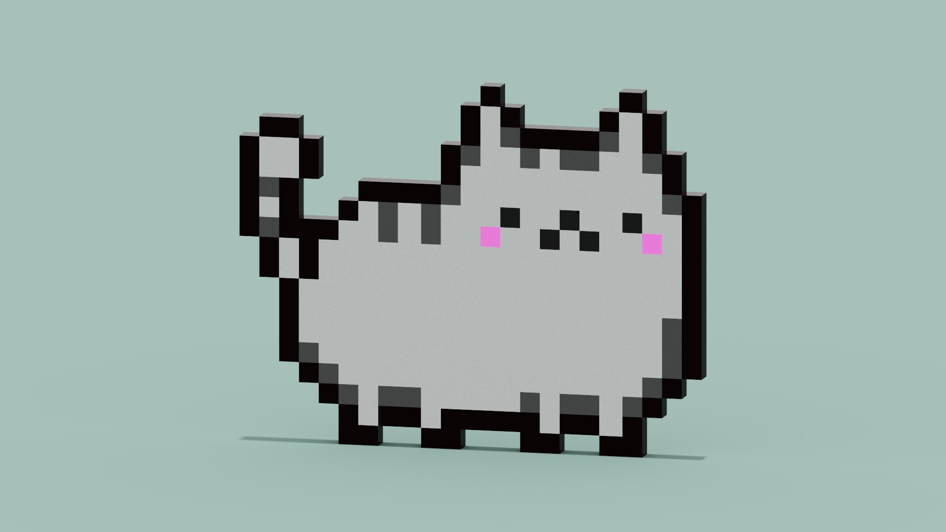 3D Pixel Cat Symbol - TurboSquid 1885160