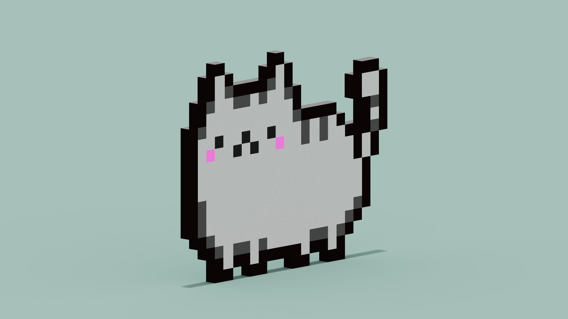 3D Pixel Cat Symbol - TurboSquid 1885160