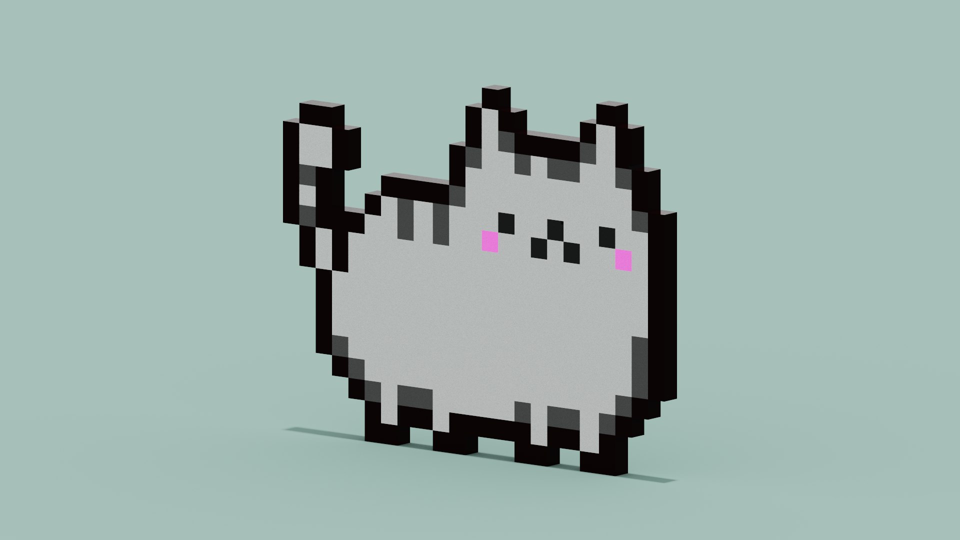 3D Pixel Cat Symbol - TurboSquid 1885160