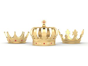 3D gold golden crown model