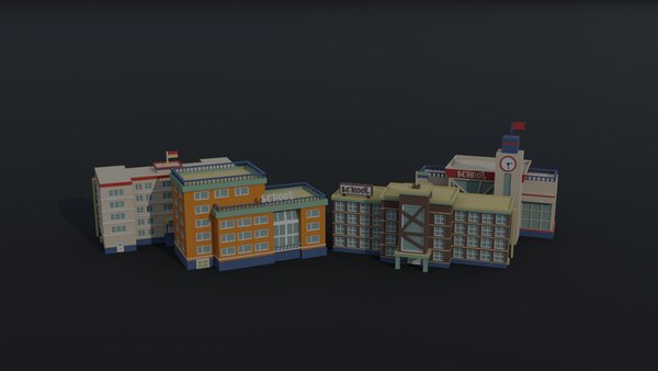 cartoon school 3D model