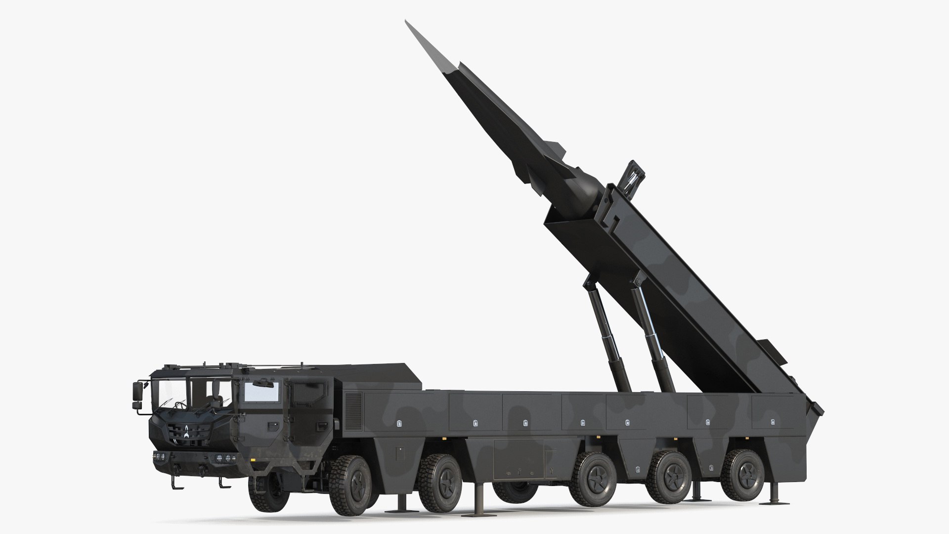 Strategic Missile on Road Mobile Vehicle Rigged for Cinema 4D 3D model preview